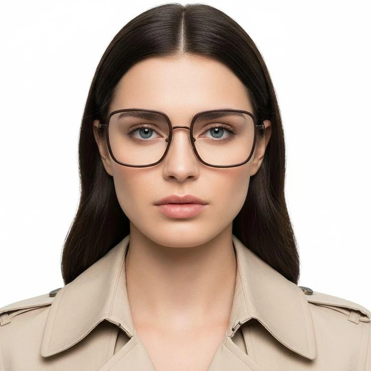Rectangular Brown Metal Glasses #BS0406-0012