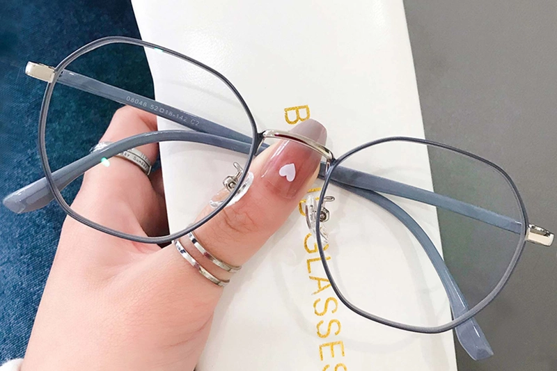 Geometric Blue Metal Glasses #BS0406-0017