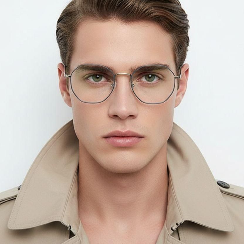 Gafas geométricas de metal azul #BS0406-0017