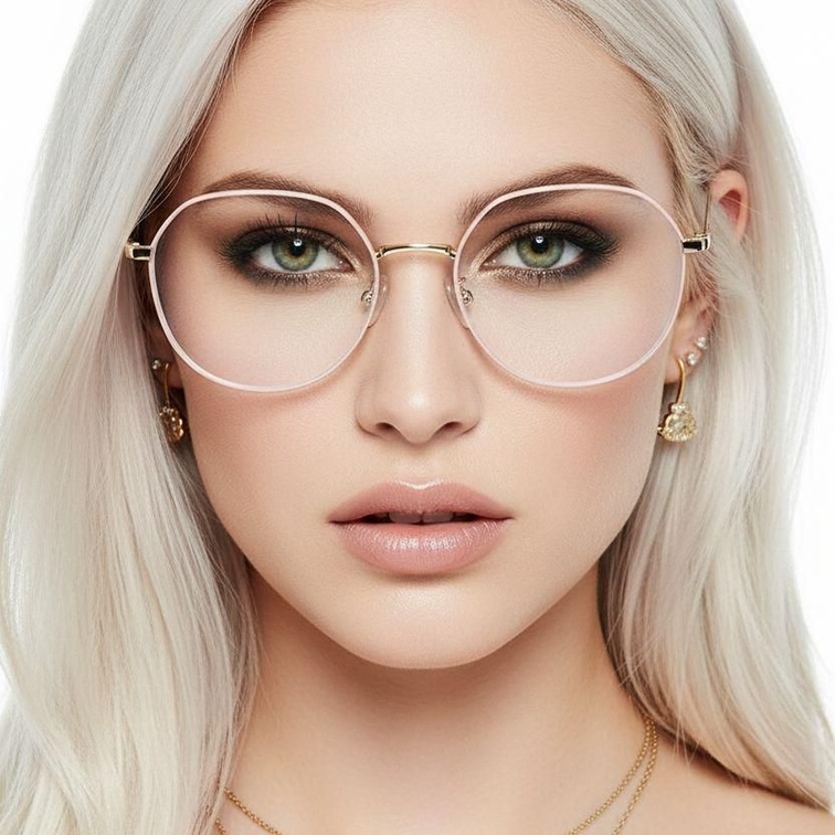 Gafas geométricas de metal marrón #BS0406-0028