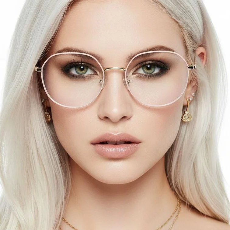 Geometrische braune Metallbrille #BS0406-0028