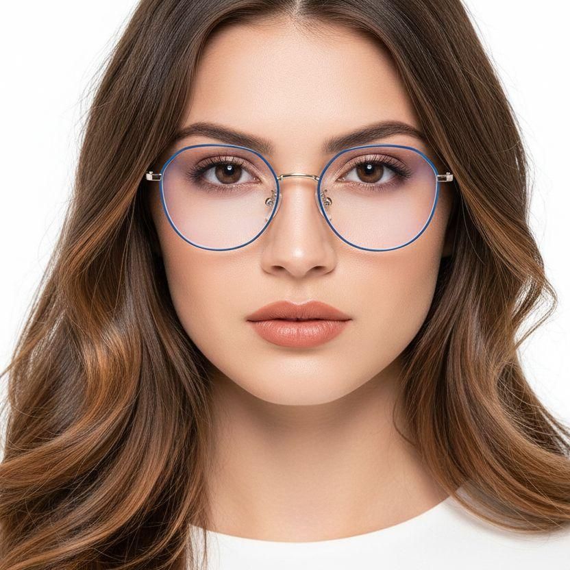 Geometric Blue Metal Glasses #BS0406-0029