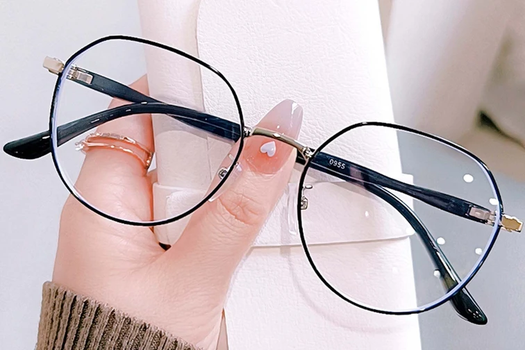 Gafas geométricas de metal negro #BS0406-0030
