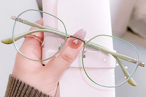 Lunettes géométriques en métal vert #BS0406-0031