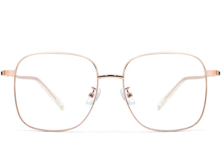 Rectangular Pink Metal Glasses #BS0406-0033