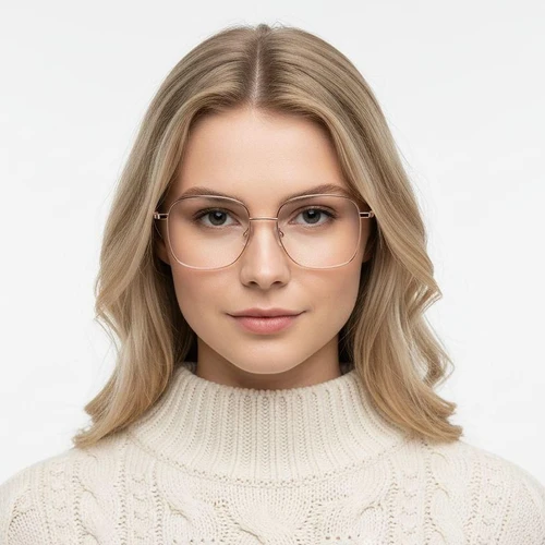 Rectangular Pink Metal Glasses #BS0406-0033