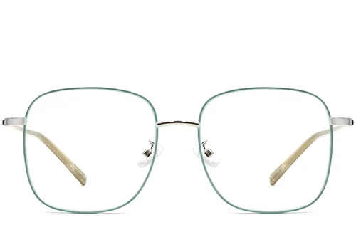 Verres rectangulaires en métal vert #BS0406-0034