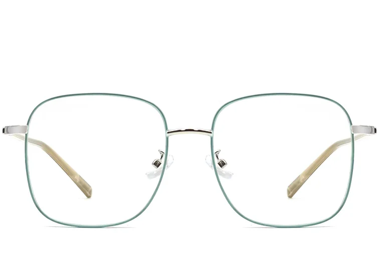 Rectangular Green Metal Glasses #BS0406-0034