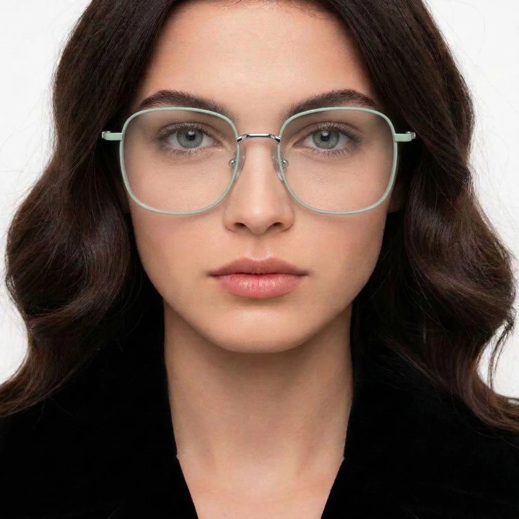 Rectangular Green Metal Glasses #BS0406-0034