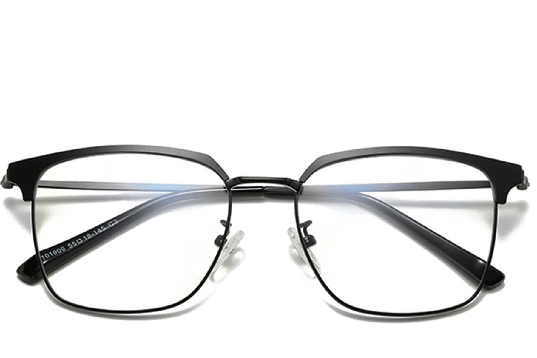 Semi-rimless Black Metal Glasses #BS0406-0036