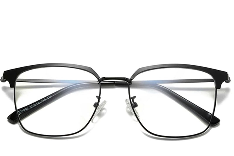 Semi-rimless Black Metal Glasses #BS0406-0036