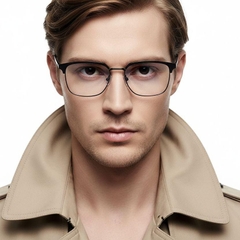 Semi-rimless Black Metal Glasses #BS0406-0036