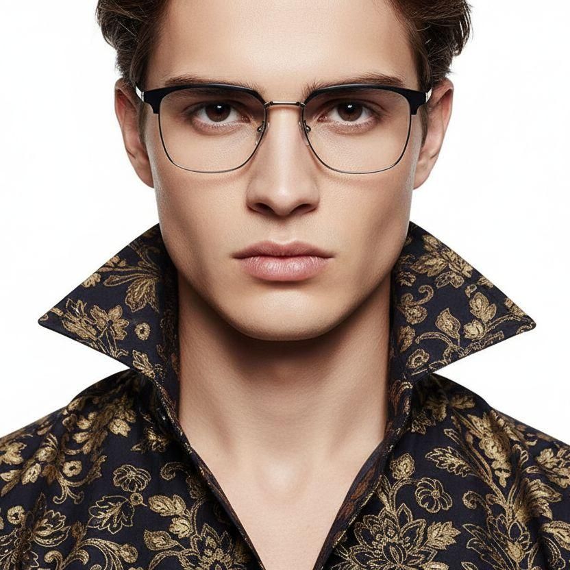 Gafas de metal plateado semi al aire #BS0406-0038