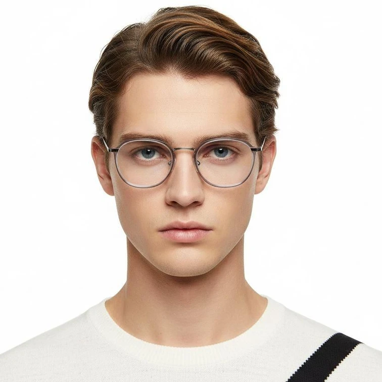 Rechteckige graue Metallbrille #BS0406-0049