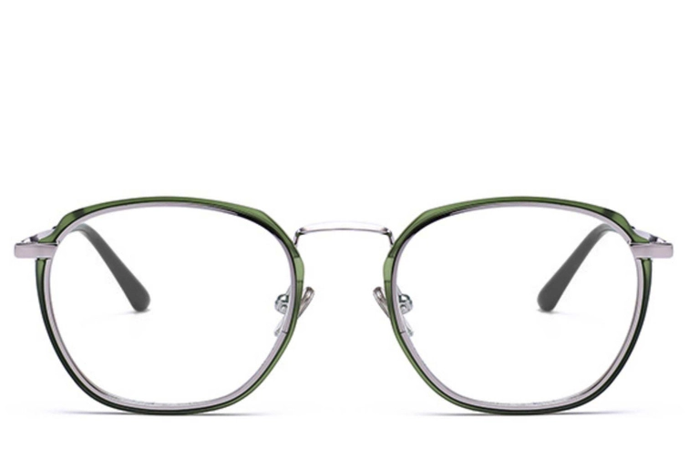 Rectangular Green Metal Glasses #BS0406-0051