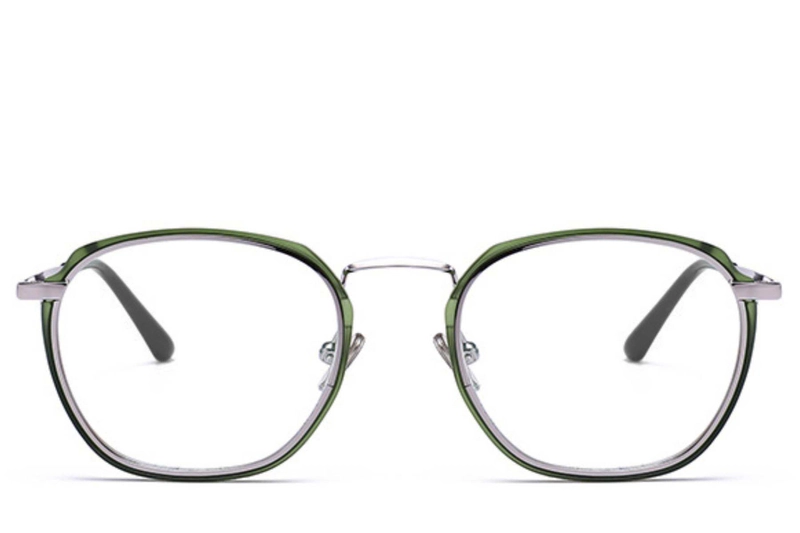 Rectangular Green Metal Glasses #BS0406-0051
