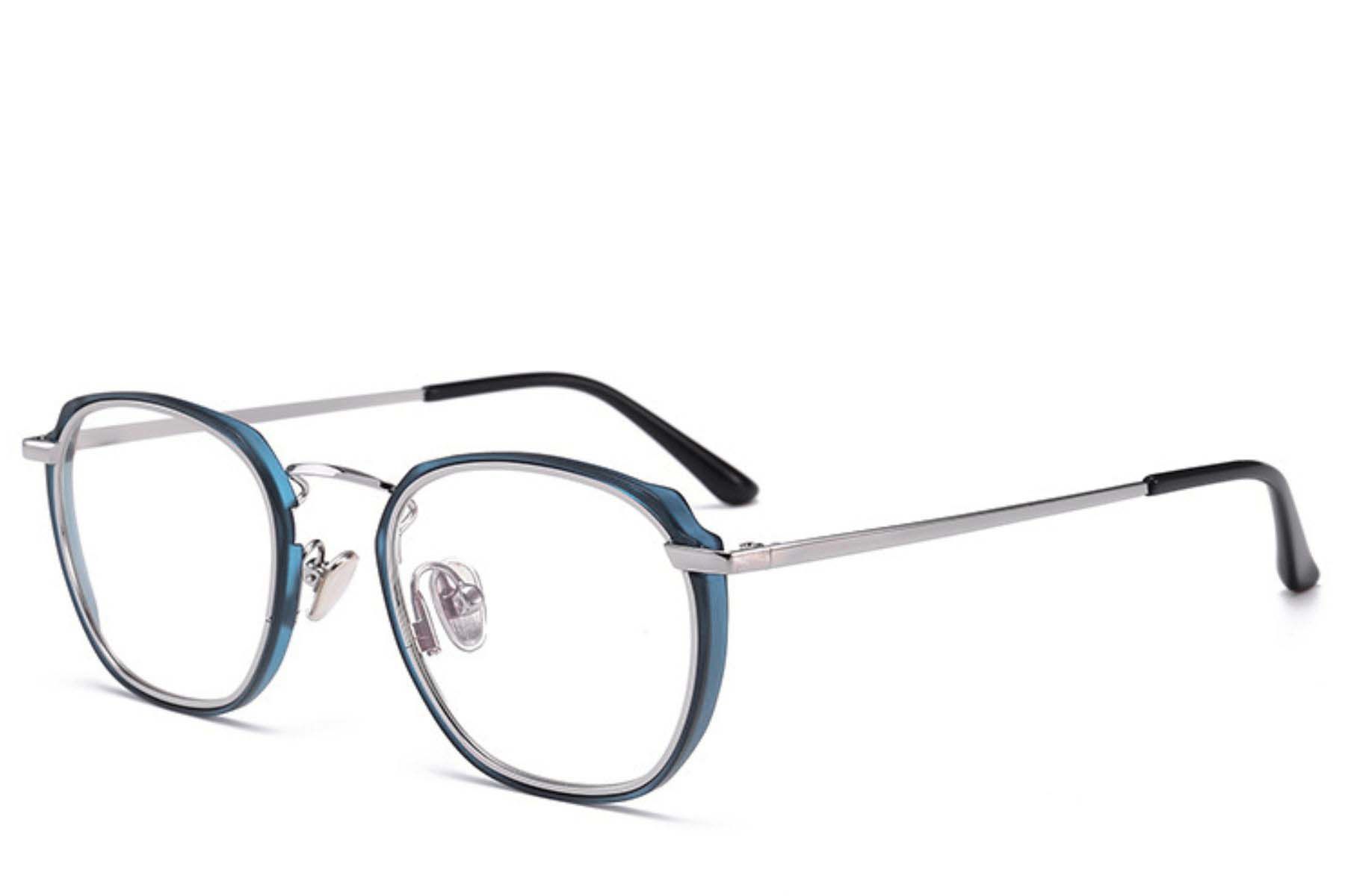 Rectangular Blue Metal Glasses #BS0406-0052