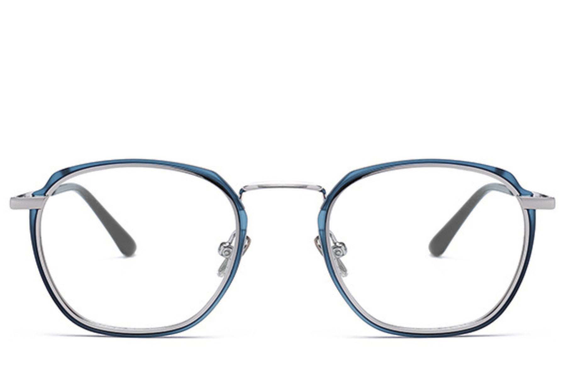 Rectangular Blue Metal Glasses #BS0406-0052