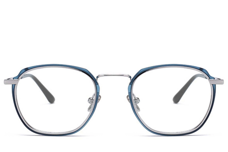 Rectangular Blue Metal Glasses #BS0406-0052