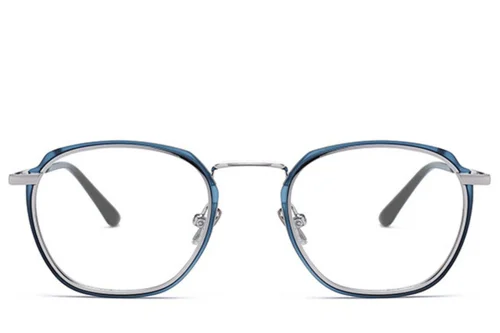 Lunettes rectangulaires en métal bleu #BS0406-0052