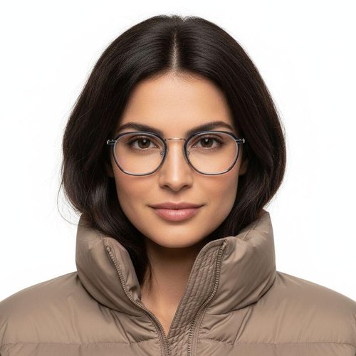 Lunettes rectangulaires en métal bleu #BS0406-0052