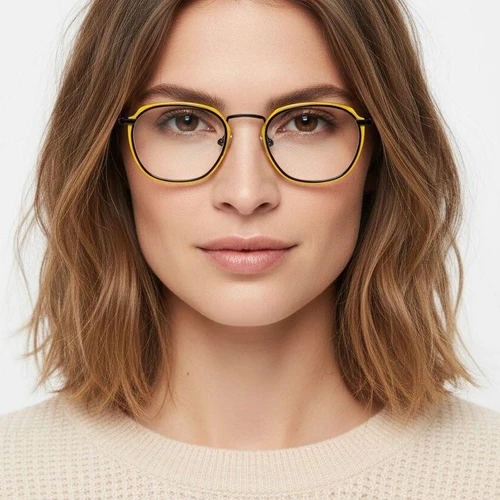 Rectangular Yellow Metal Glasses #BS0406-0053