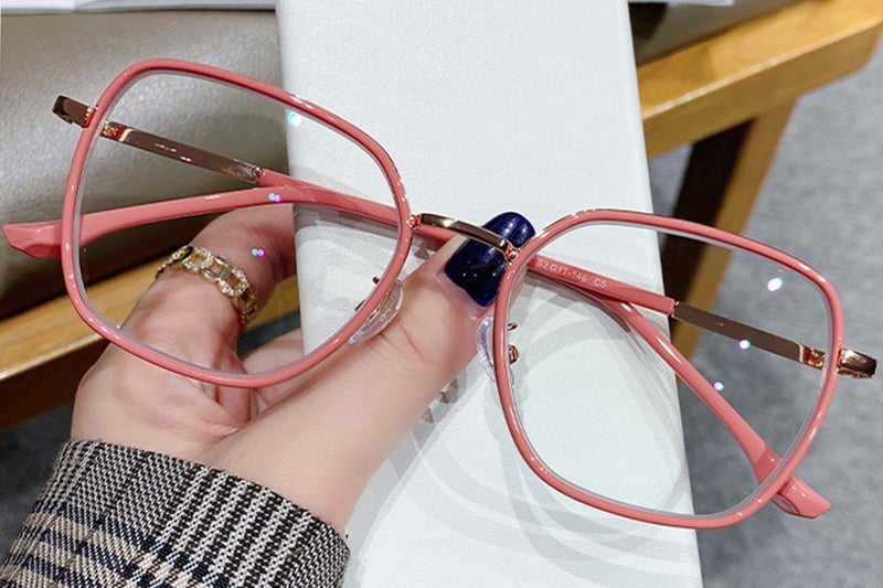 Rectangular Pink Metal Glasses #BS0406-0065
