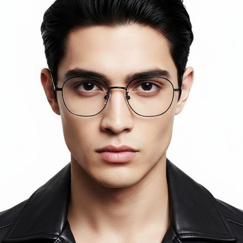 Gafas ovaladas de metal negro #BS0406-0074