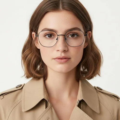 Lunettes ovales en métal noir #BS0406-0074