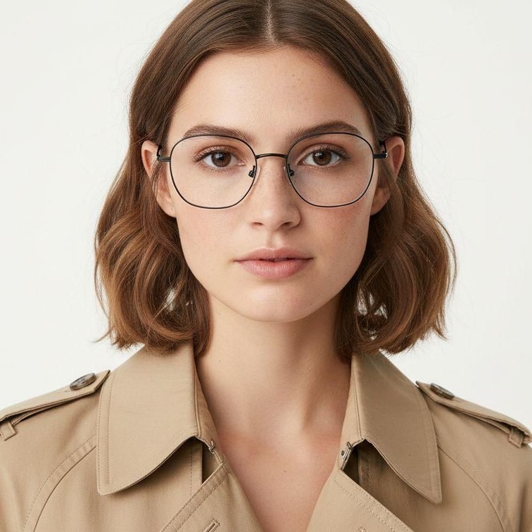 Gafas ovaladas de metal negro #BS0406-0074