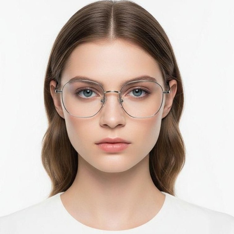 Gafas ovaladas de metal plateado #BS0406-0075