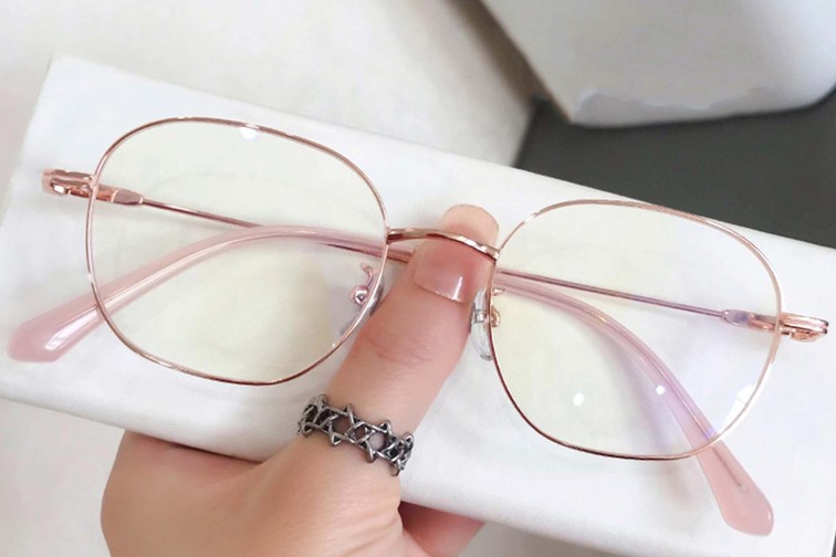 Gafas ovaladas de metal dorado #BS0406-0076