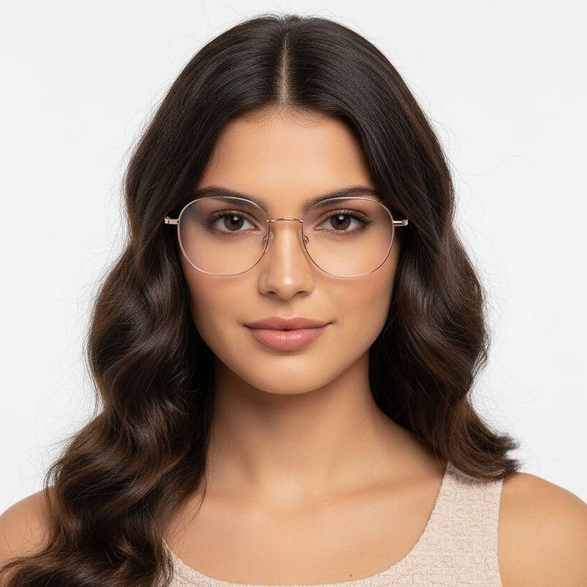 Oval Golden Metal Glasses #BS0406-0076