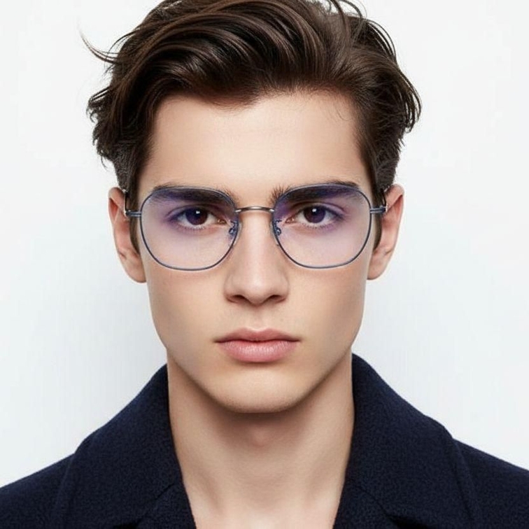 Oval Blue Metal Glasses #BS0406-0078