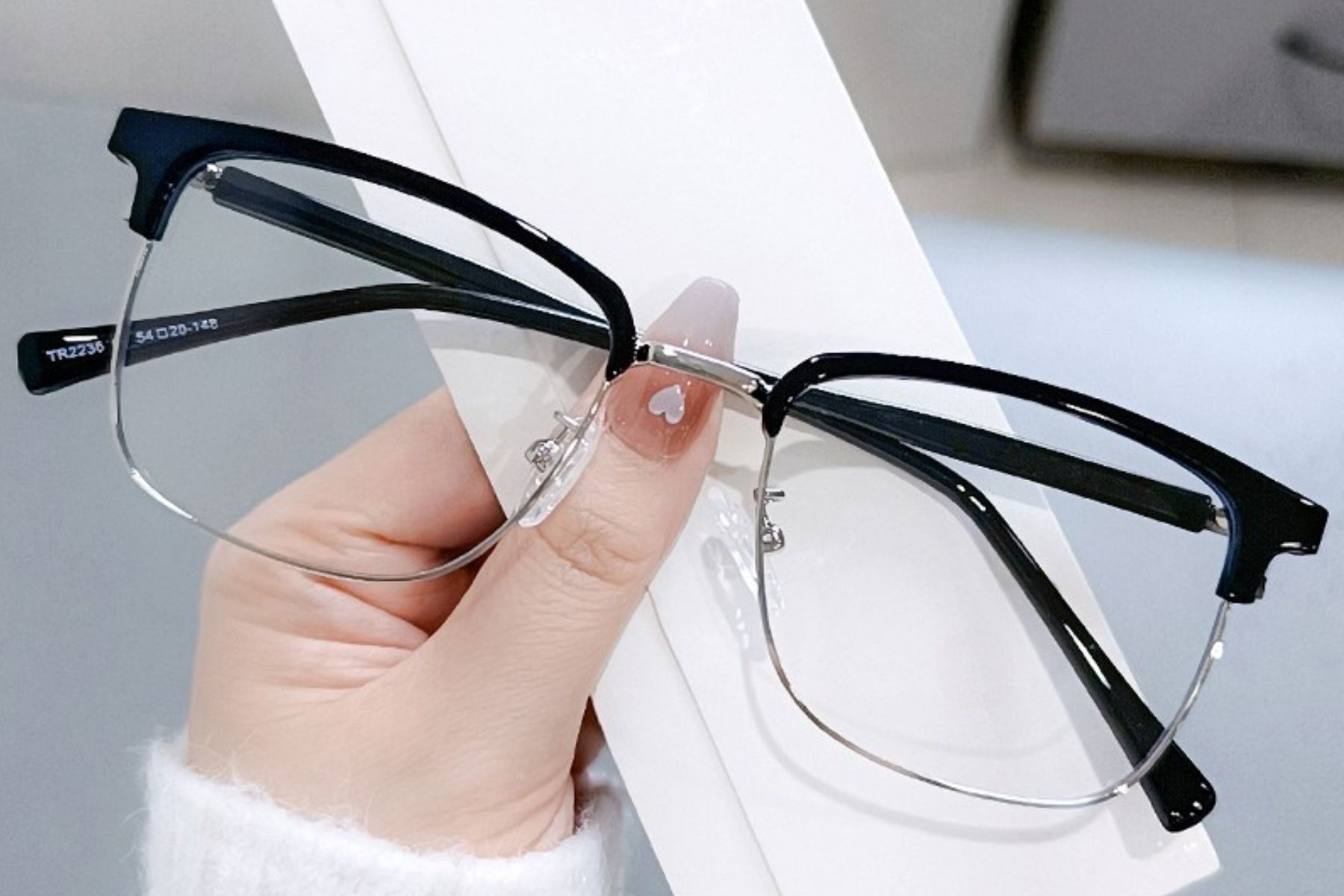 Semi-rimless Silver TR90 Glasses #BS0406-0079