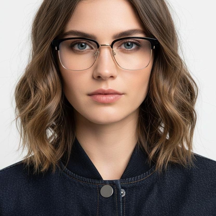 Semi-rimless Golden TR90 Glasses #BS0406-0080