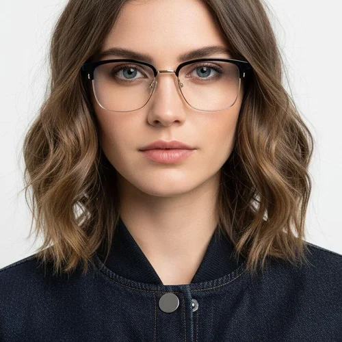 Lunettes TR90 dorées semi-cerclées #BS0406-0080