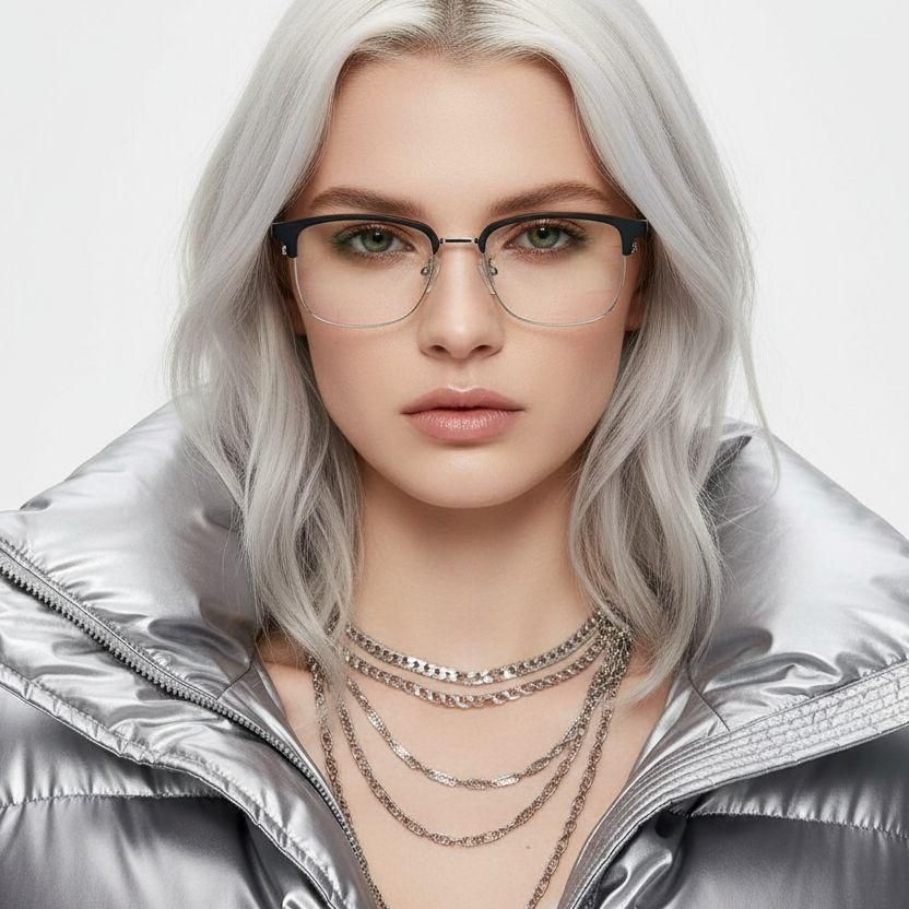 Semi-rimless Black TR90 Glasses #BS0406-0081