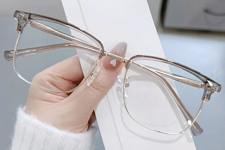 Lunettes TR90 marron semi-cerclées #BS0406-0083