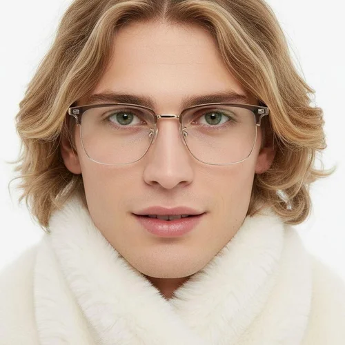 Lunettes TR90 marron semi-cerclées #BS0406-0083