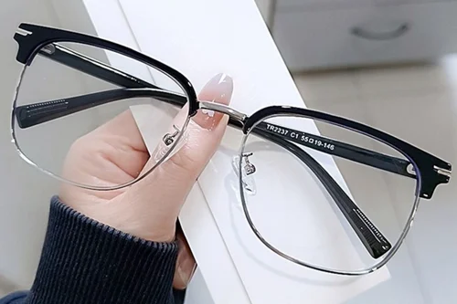 Lunettes TR90 noires semi-cerclées #BS0406-0084