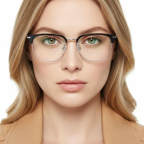 Lunettes TR90 noires semi-cerclées #BS0406-0084