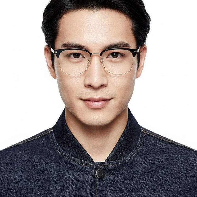 Semi-rimless Golden TR90 Glasses #BS0406-0085