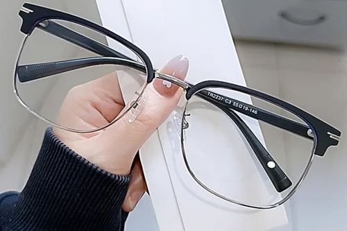 Lunettes TR90 noires semi-cerclées #BS0406-0086