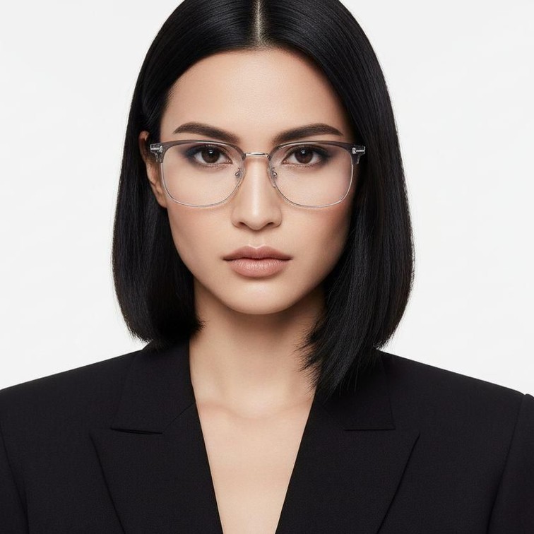 Halbrandlose graue TR90-Brille #BS0406-0087