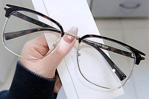 Lunettes de soleil TR90 à monture semi-cerclée en écaille de tortue #BS0406-0088