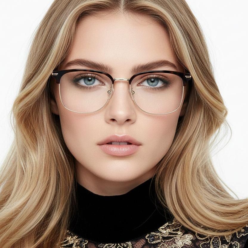 Semi-rimless Tortoiseshell TR90 Glasses #BS0406-0088