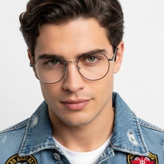 Gafas geométricas de metal plateado #BS0406-0093