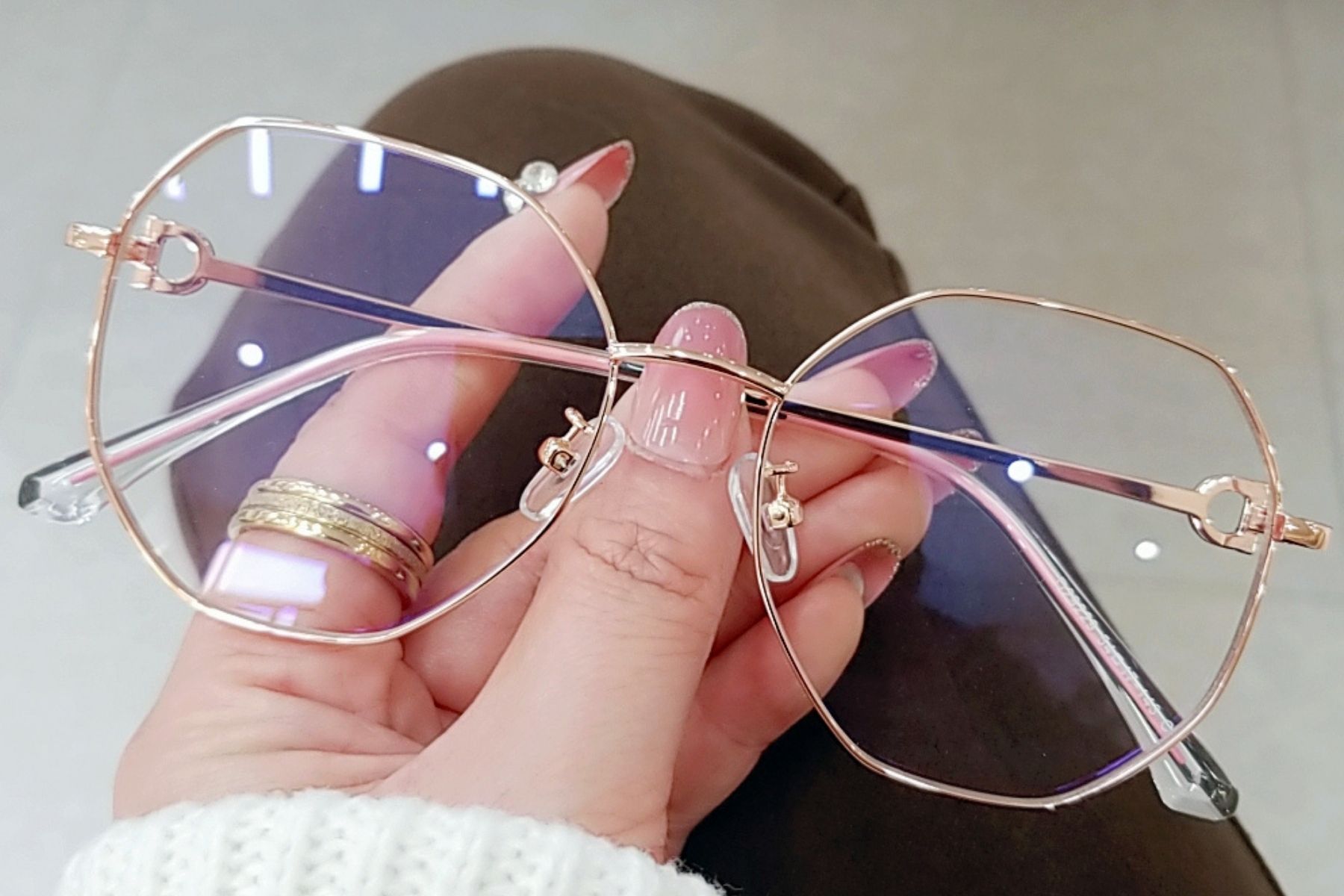 Gafas geométricas de metal rosa #BS0406-0097