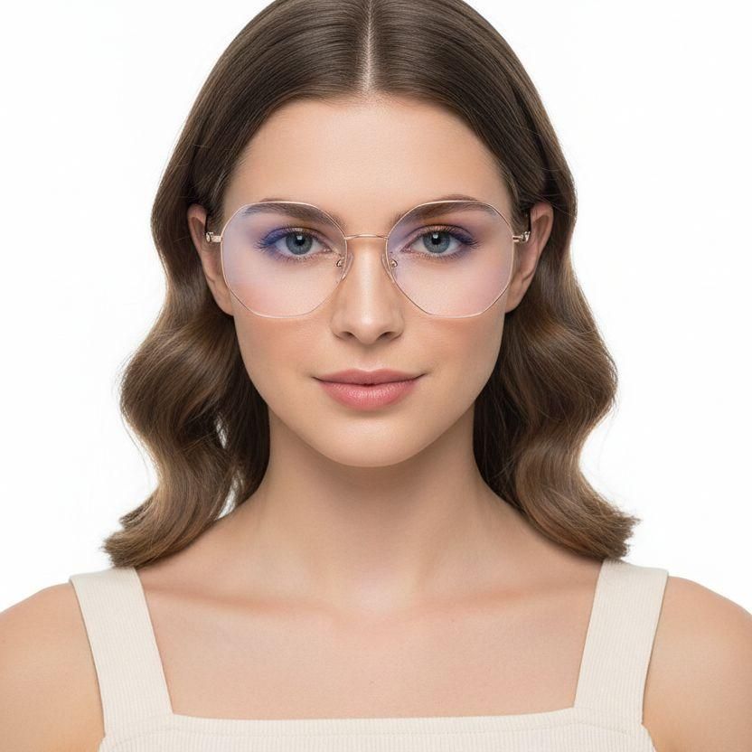 Gafas geométricas de metal rosa #BS0406-0097